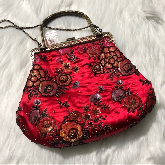 🌻SOLD🌻 Vintage // red beaded purse with detachab - Picture 6 of 8
